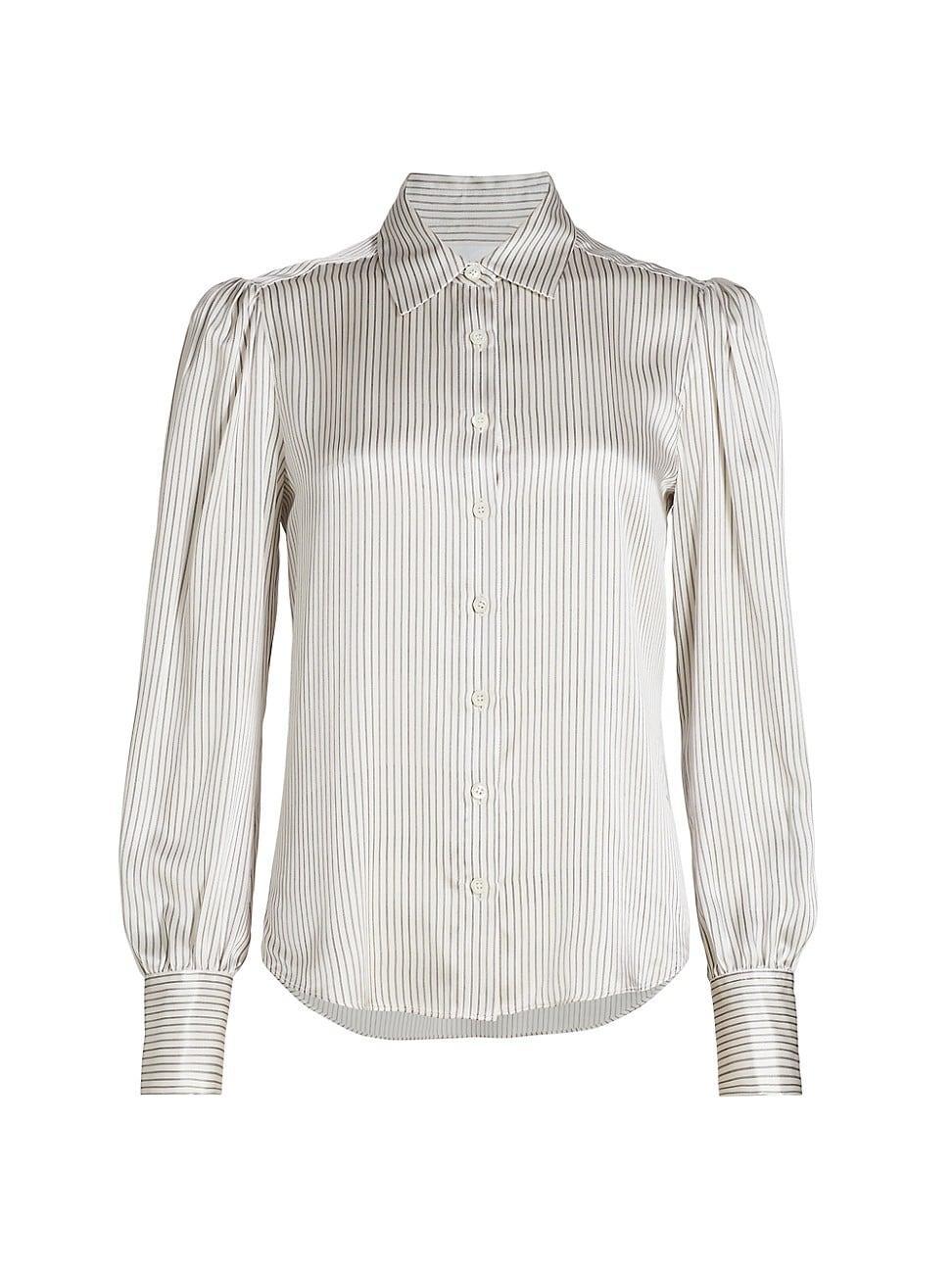 Womens Victorian Silk Striped Blouse Product Image