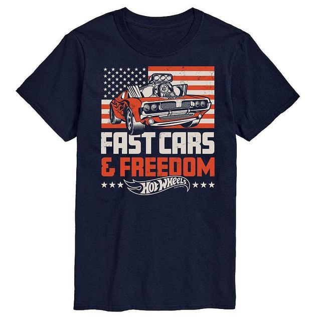 Big & Tall Hot Wheels Fast Cars And Freedom Graphic Tee, Mens Blue Product Image