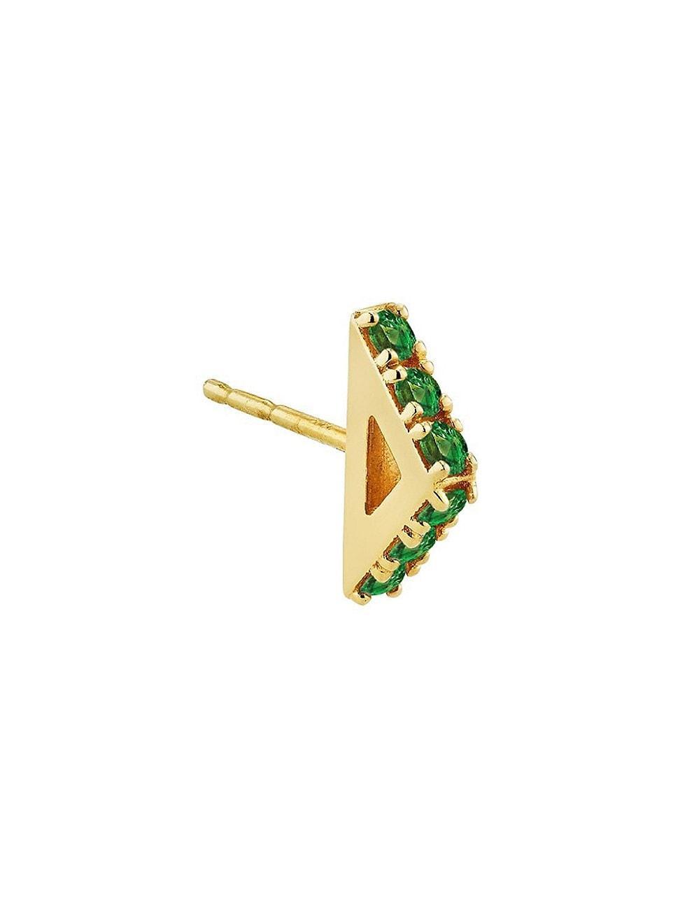 Womens Coup De Coeur 14K Yellow Gold & Tsavorite Triangle Stud Earring Product Image