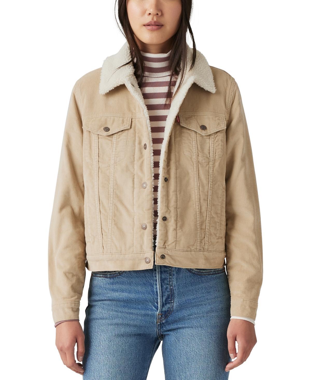 Levis Womens Faux Shearling Original Corduroy Trucker Jacket - Safari Product Image