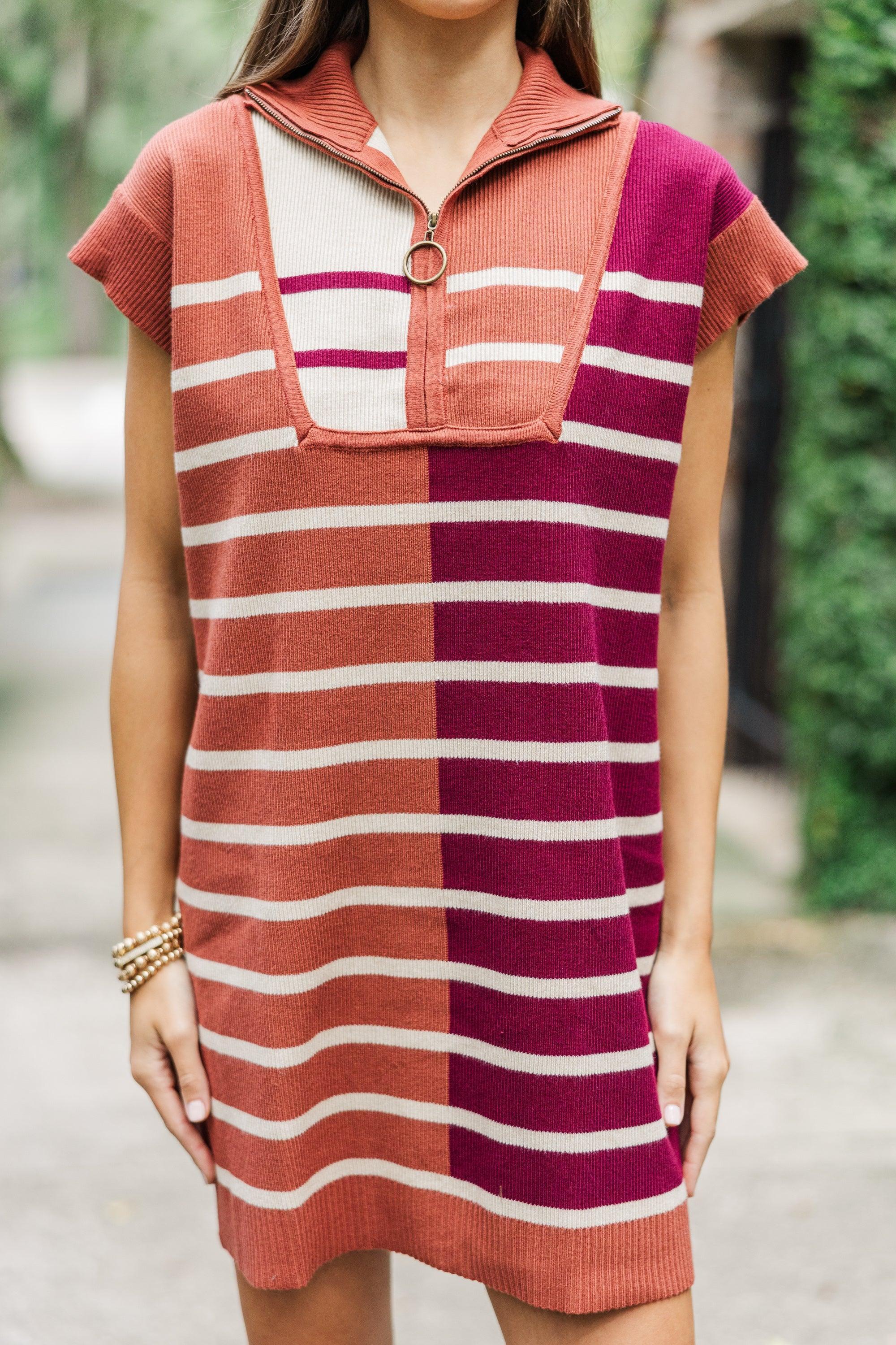 Care To Contrast Rust Orange Striped Dress Female Product Image