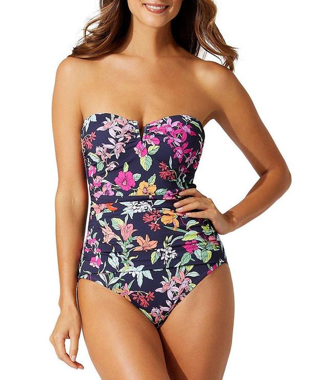 Tommy Bahama Summer Floral Sweetheart Bandeau One Piece Swimsuit Product Image