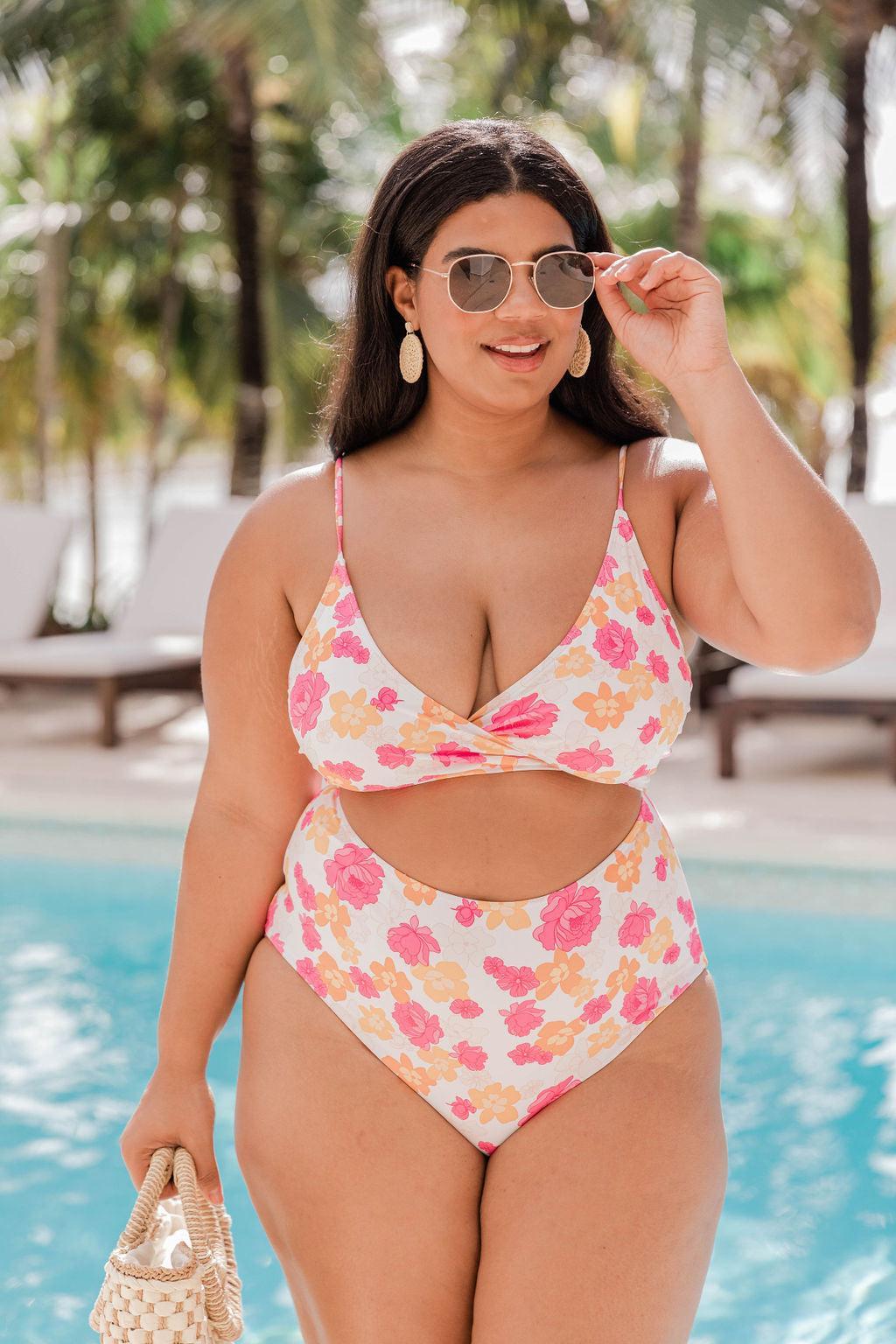 Caribbean Crush Pink/Orange Floral Swimsuit FINAL SALE Product Image