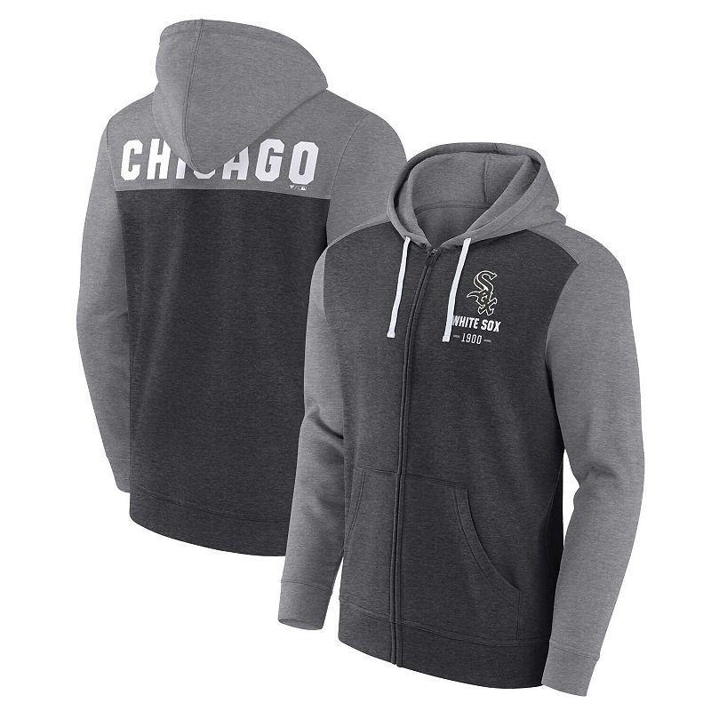 Mens Fanatics Branded Heathered Charcoal/Heathered Gray Chicago White Sox Blown Away Full-Zip Hoodie Product Image