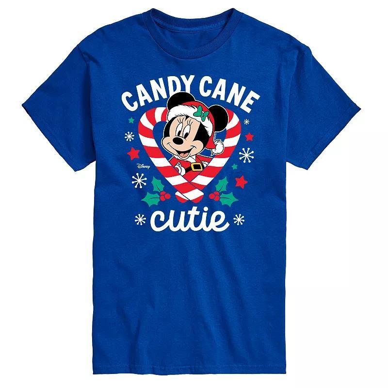 Disneys Big & Tall Minnie Candy Cane Cutie Graphic Tee, Mens Blue Product Image