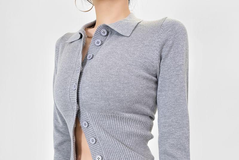 Collar Plain Cardigan Product Image