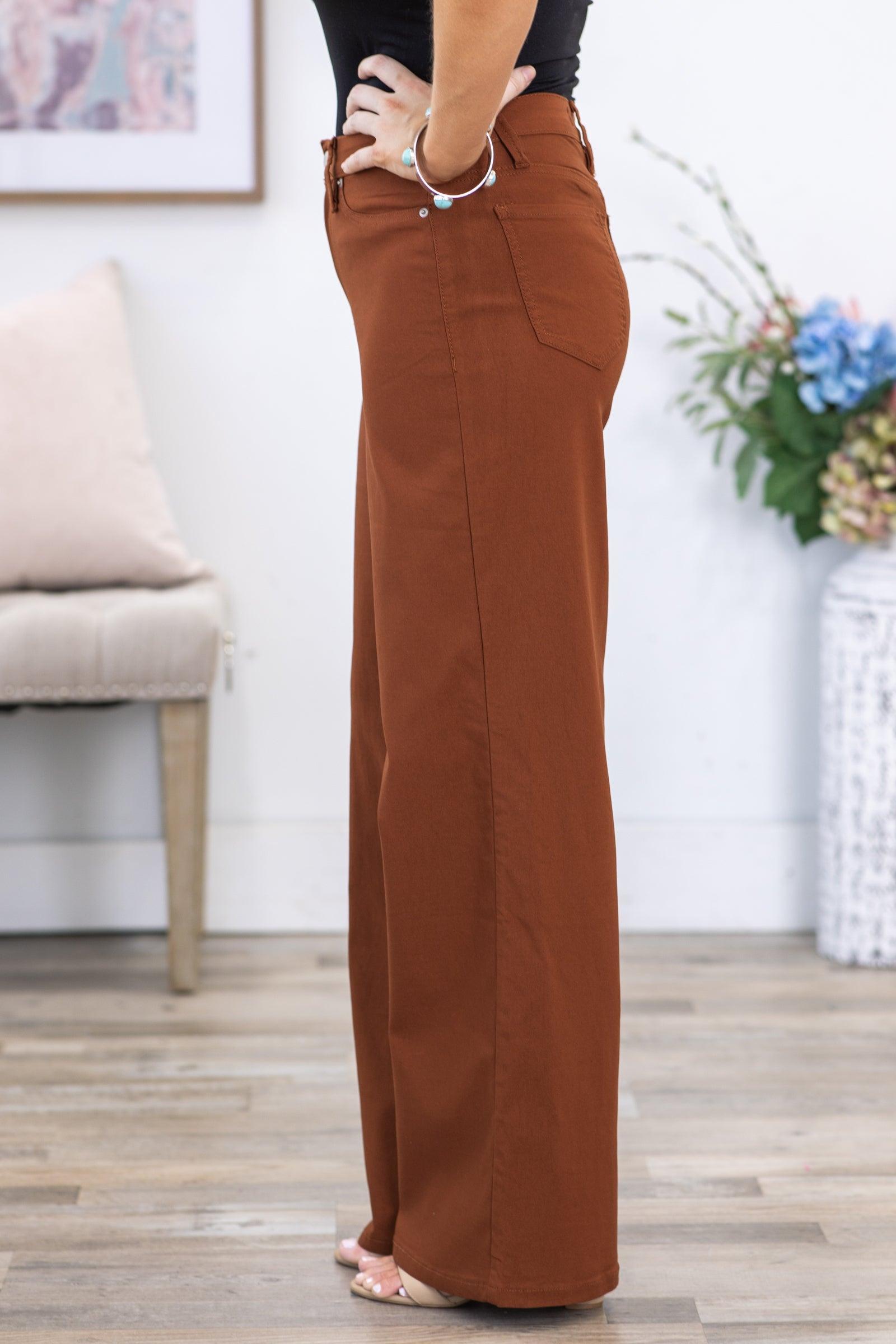 YMI Cognac Hyperstretch Wide Leg Pants Product Image