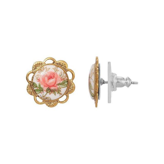 1928 Gold Tone Flower Stud Earrings, Womens, Pink Product Image