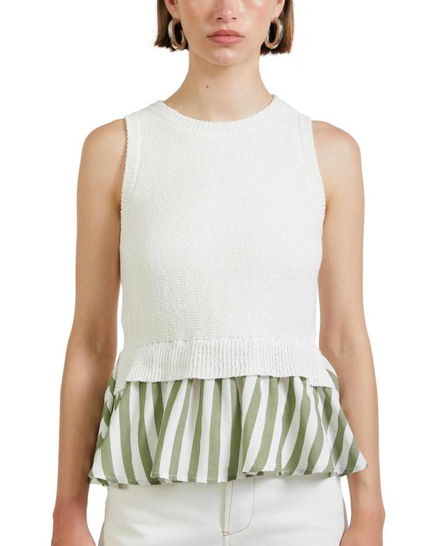 En Saison Womens CeCe Sleeveless Mixed Media Top Product Image