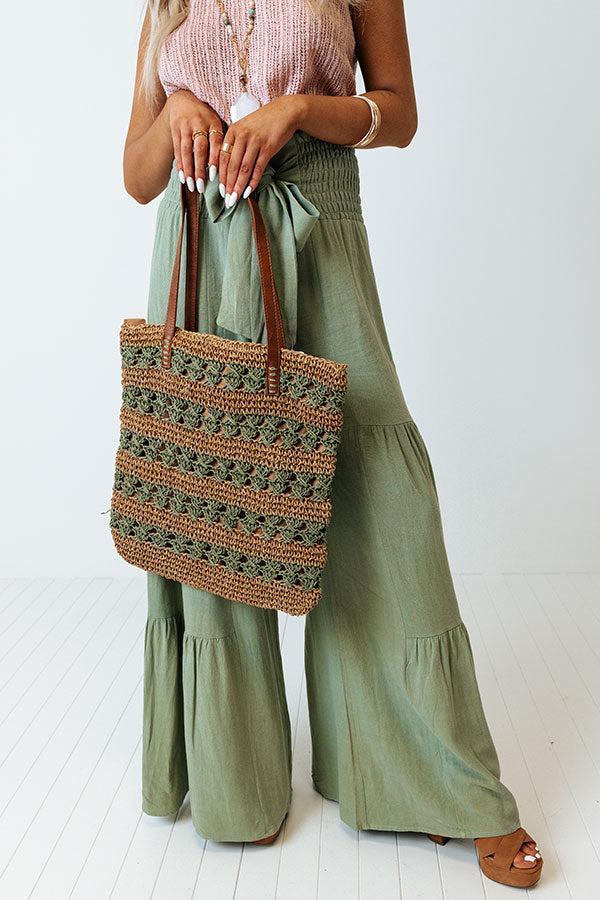 Desert Dreamer Woven Tote In Sage Product Image