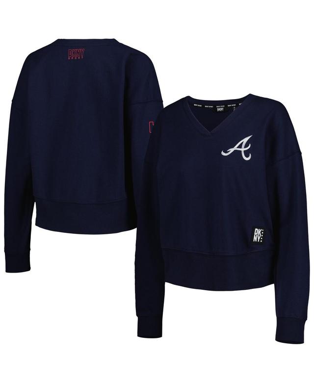 Womens Dkny Sport Navy Atlanta Braves Lily V-Neck Pullover Sweatshirt Product Image