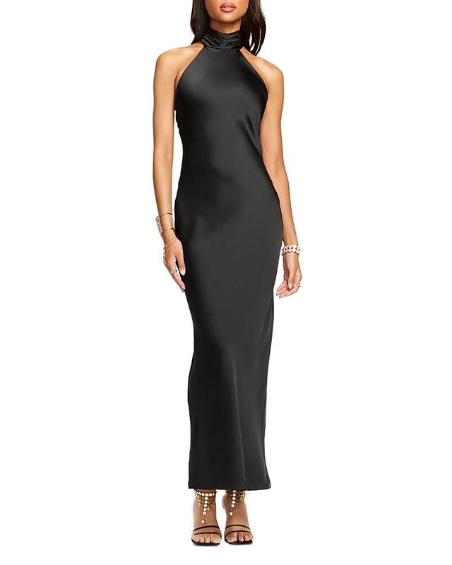 Womens Tatiana High-Neck Satin Gown Product Image