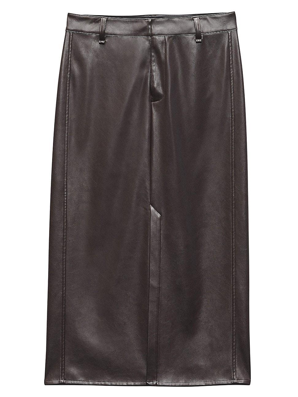 Womens Rayne Faux Leather Midi-Skirt Product Image