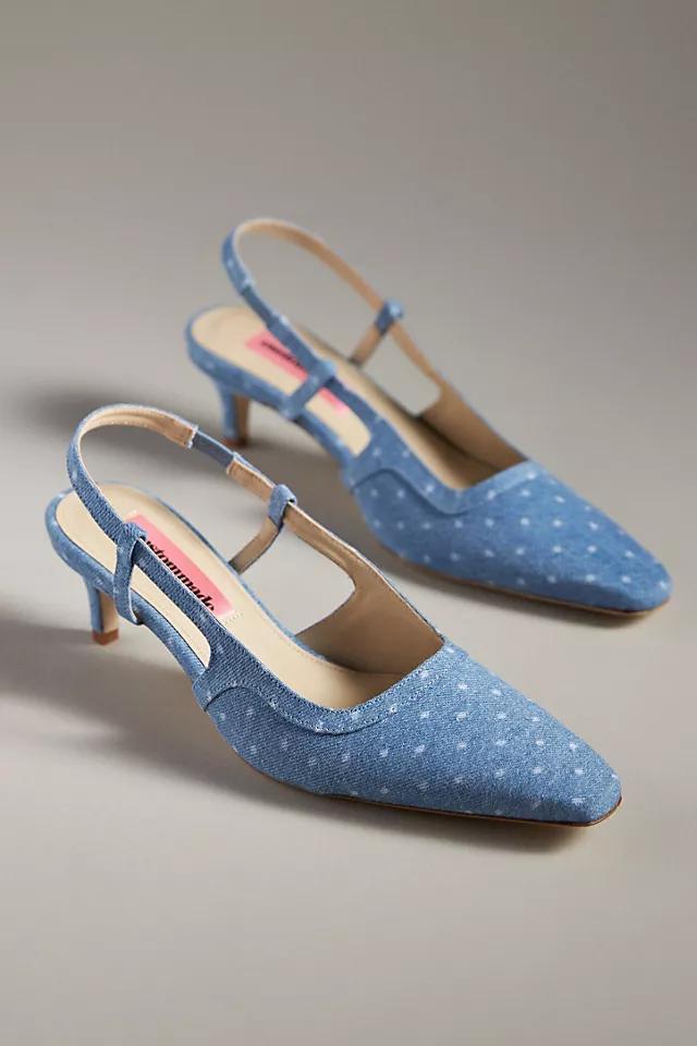 Custommade Anita Dotted Denim Slingback Heels Product Image