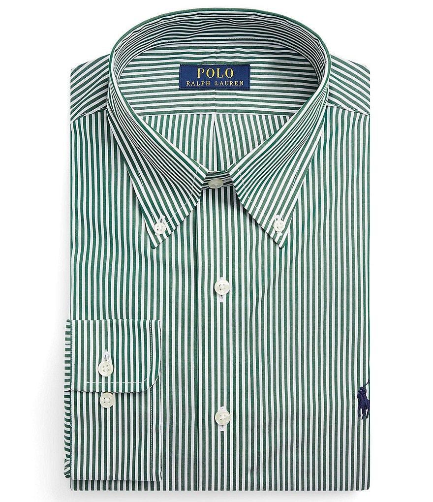 Polo Ralph Lauren Classic Fit Button Down Collar Striped Poplin Dress Shirt Product Image