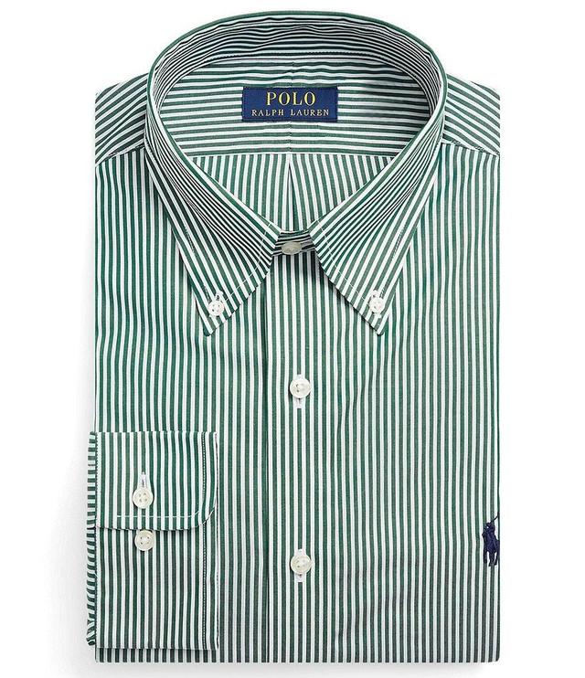 Polo Ralph Lauren Classic Fit Button Down Collar Striped Poplin Dress Shirt Product Image