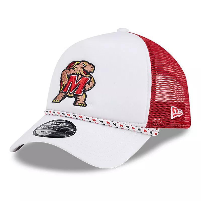 Mens New Era /Red Maryland Terrapins Court Sport Foam A-Frame 9FORTY Adjustable Trucker Hat Product Image