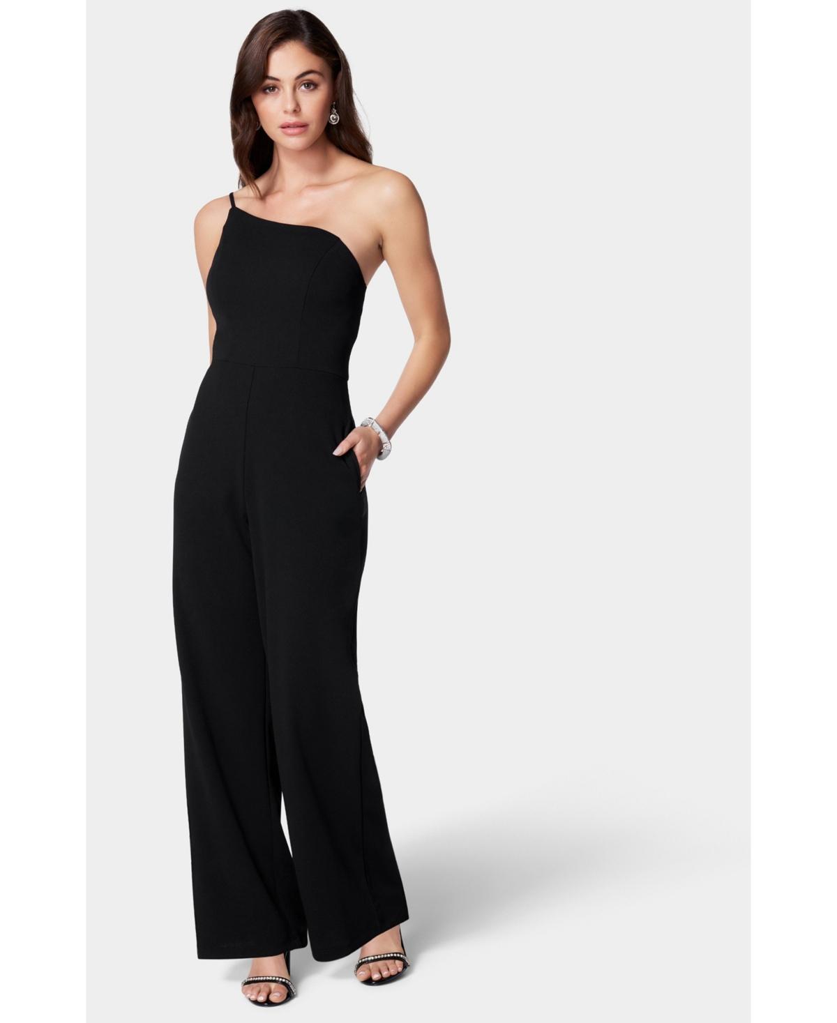 bebe Womens One Shoulder Core Jumpsuit Product Image