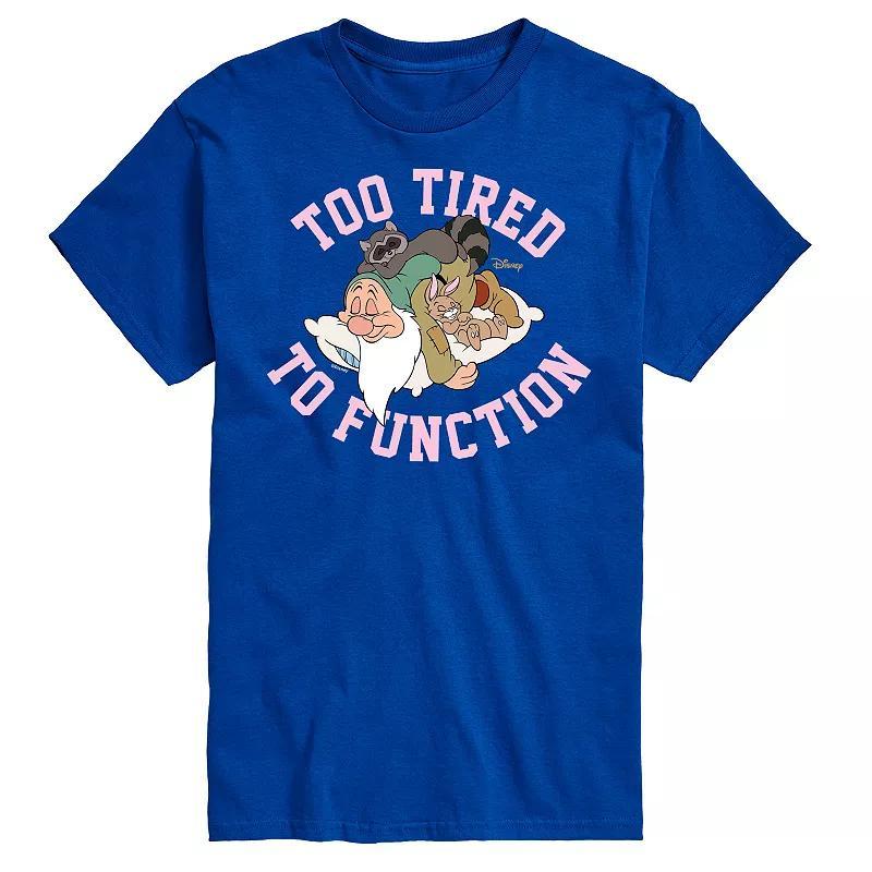 Disney Princess Big & Tall Too Tired To Function Graphic Tee, Mens Med Grey Product Image