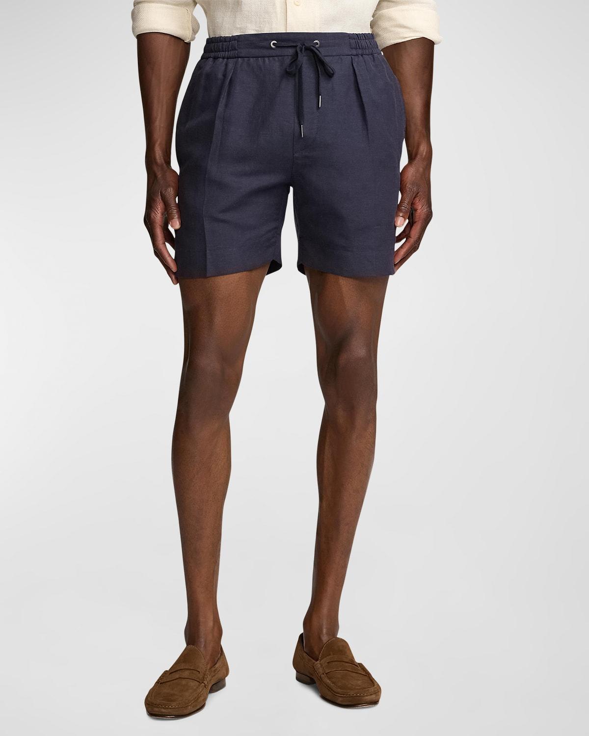 Mens Silk & Linen-Blend Drawstring Shorts Product Image