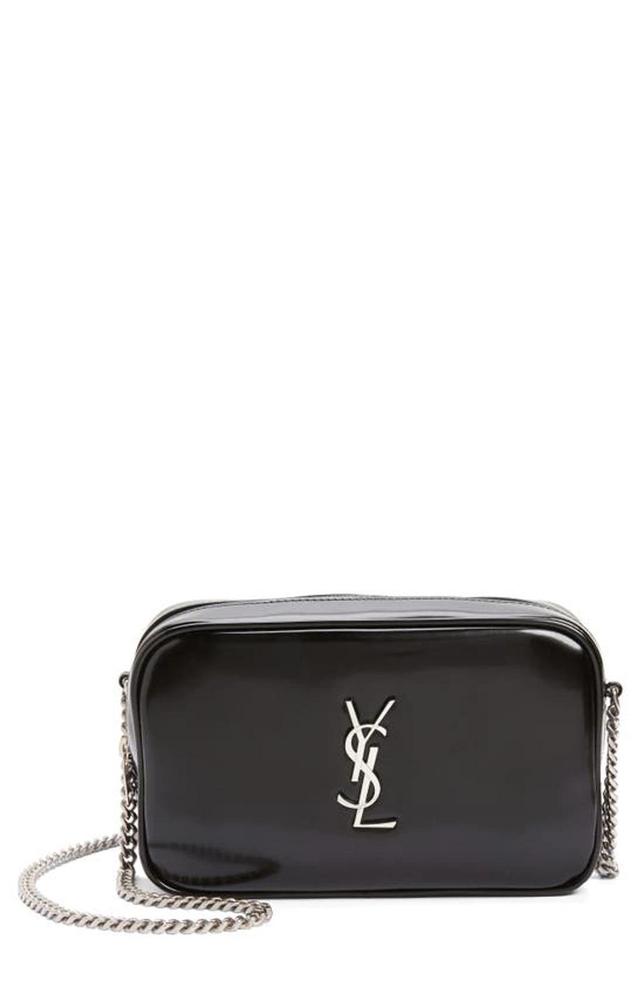 SAINT LAURENT Lou Mini Patent-leather Shoulder Bag In Nero Product Image