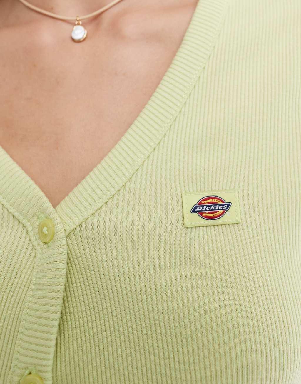 Dickies short sleeve Emporia cardigan in green Product Image