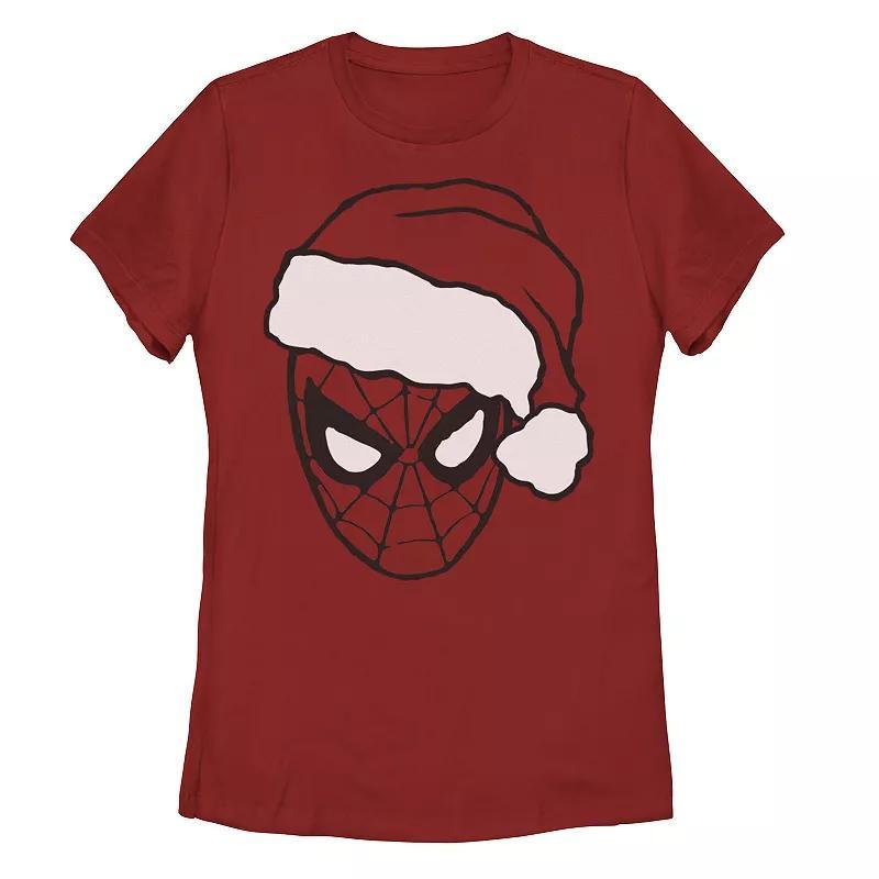 Juniors Marvel Christmas Spider-Man Santa Big Face Tee, Girls Product Image