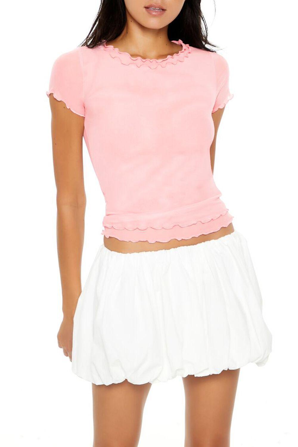 Lettuce-Edge Mesh Cropped Tee | Forever 21 product image