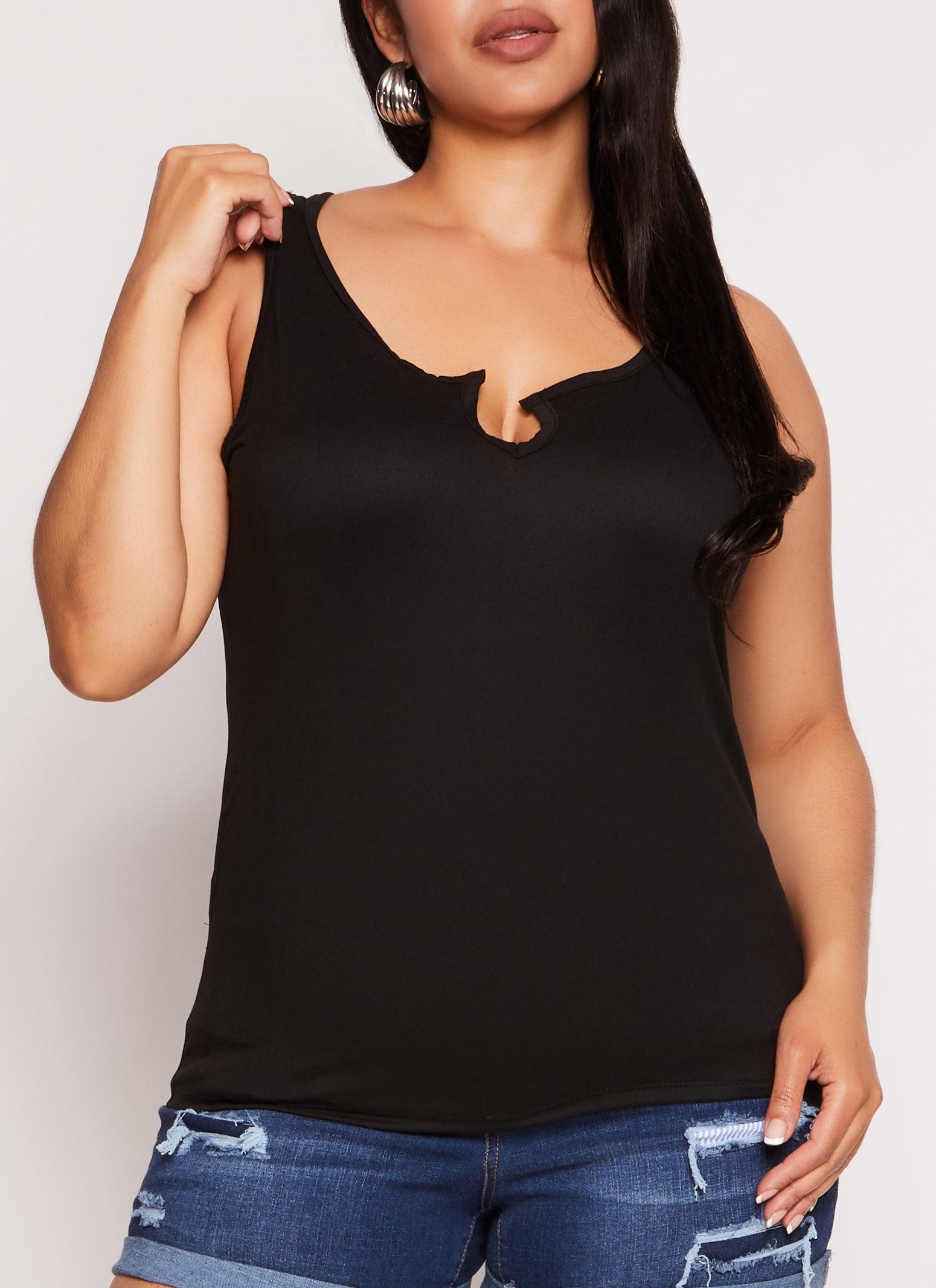 Womens Plus Size Basic Notch Neck Tank Top Product Image