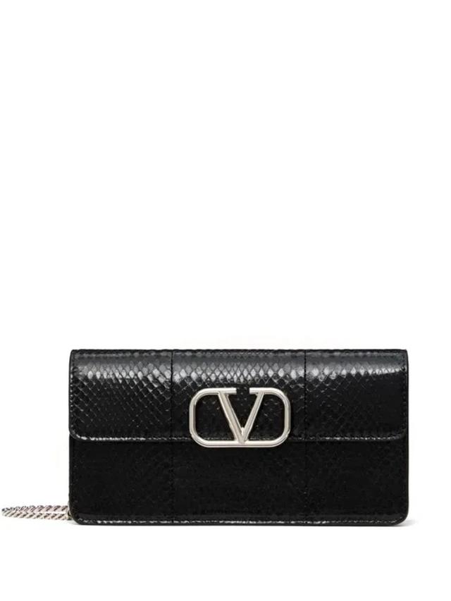 VALENTINO GARAVANI Vlogo Signature Leather Chain Wallet In Black Product Image