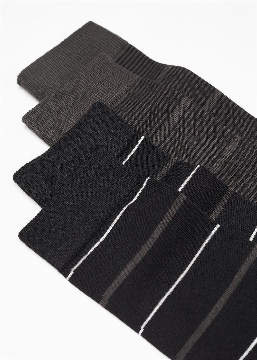 MANGO MAN - Pack of 2 striped cotton socks blackMen Product Image