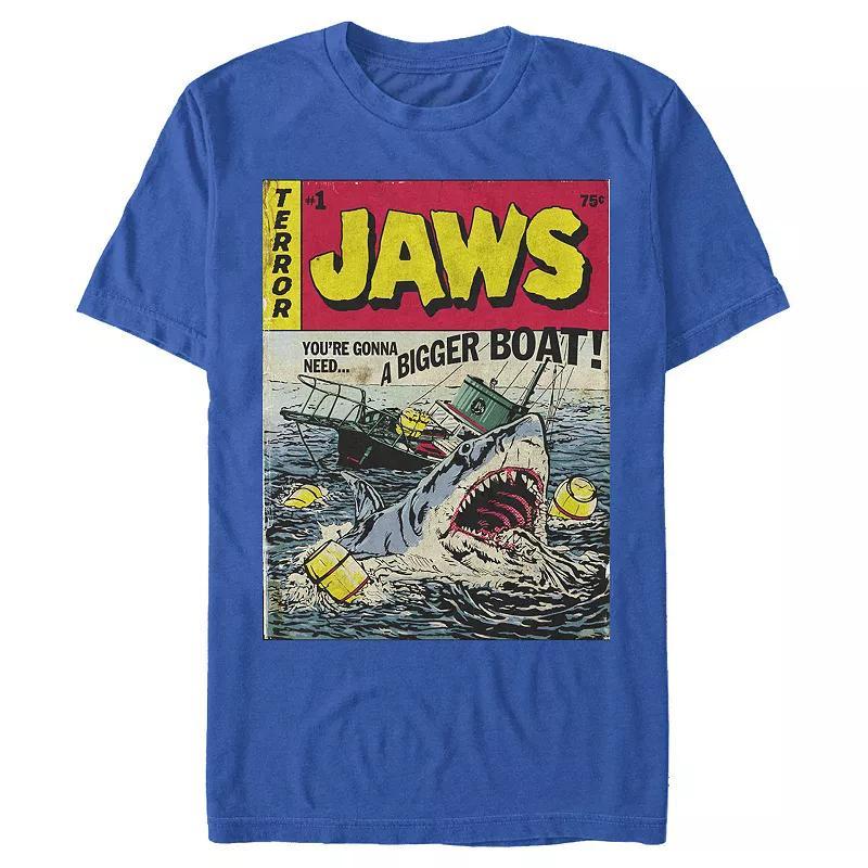 Mens Jaws Comic Book Cover Graphic Tee Blue Product Image