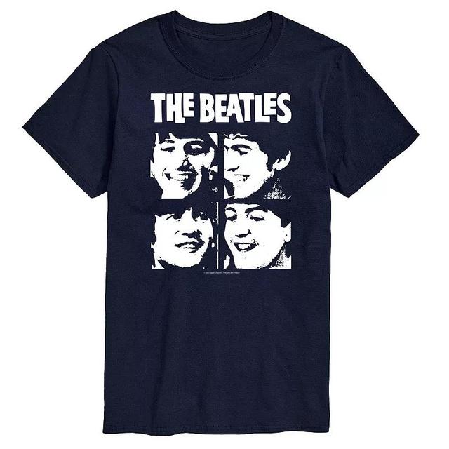 Mens The Beatles Face Grid Tee Blue Product Image