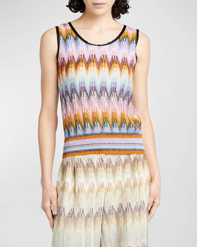 Metallic Chevron Sleeveless Top Product Image