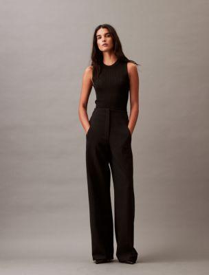 Structured Stretch Wide Leg Trousers product image