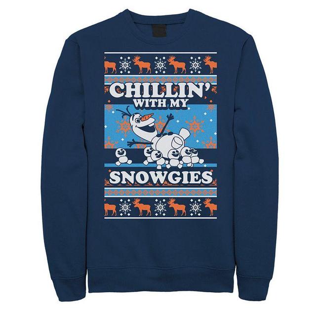 Mens Disney Frozen Olaf Chillin With My Snowgies Sweatshirt Blue Product Image