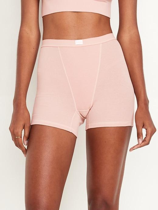 High-Waisted Ribbed Boyshort Briefs -- 3-inch inseam Product Image