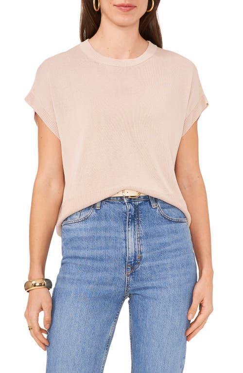 Vince Camuto Crew Neck Dropped Shoulder Short Sleeve Ribbed Trim Knit Sweater Product Image