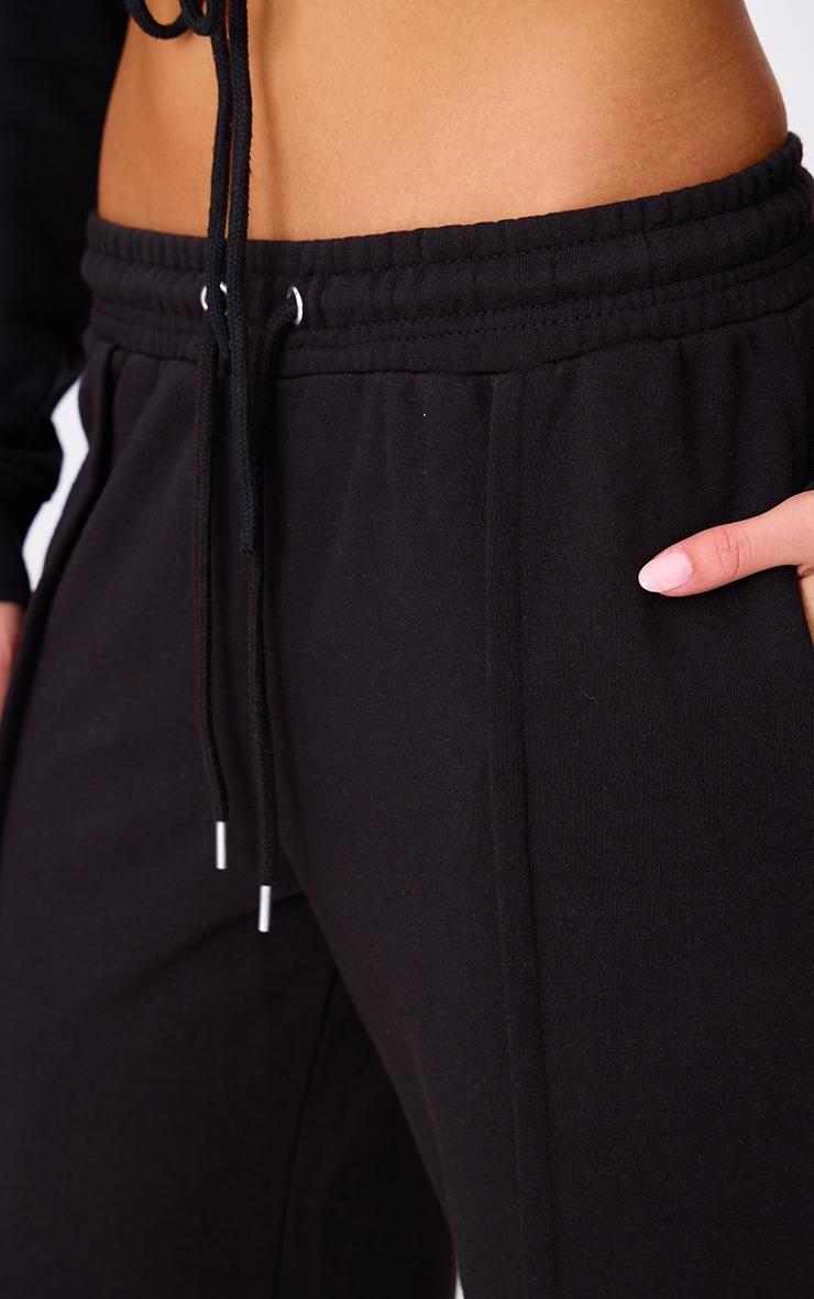 Black Wide Leg Pintuck Drawstring Sweatpants Product Image