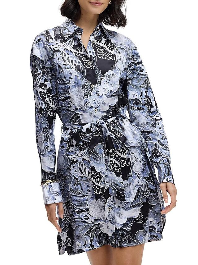 Womens Charlotte Floral Silk-Blend Tie-Waist Mini Shirtdress Product Image