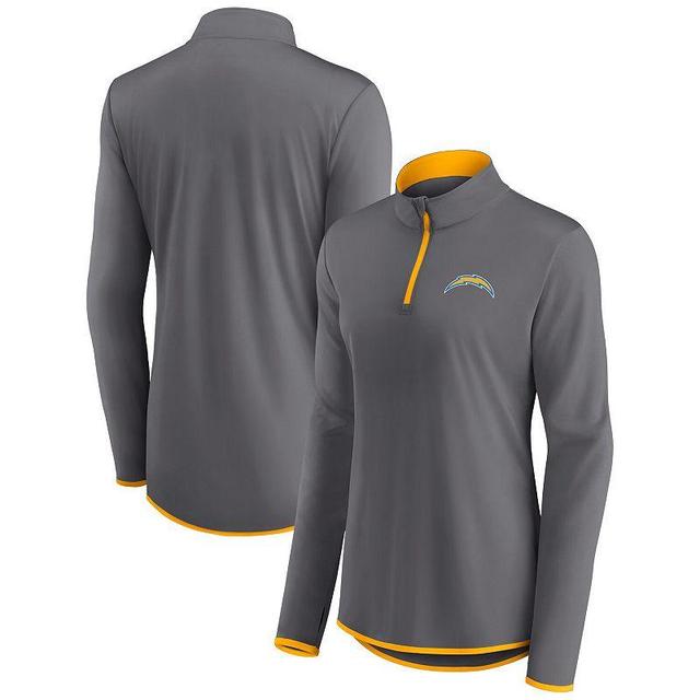 Womens Fanatics Branded Gray Los Angeles Chargers Corner Long Sleeve 1/4 Zip Top Product Image