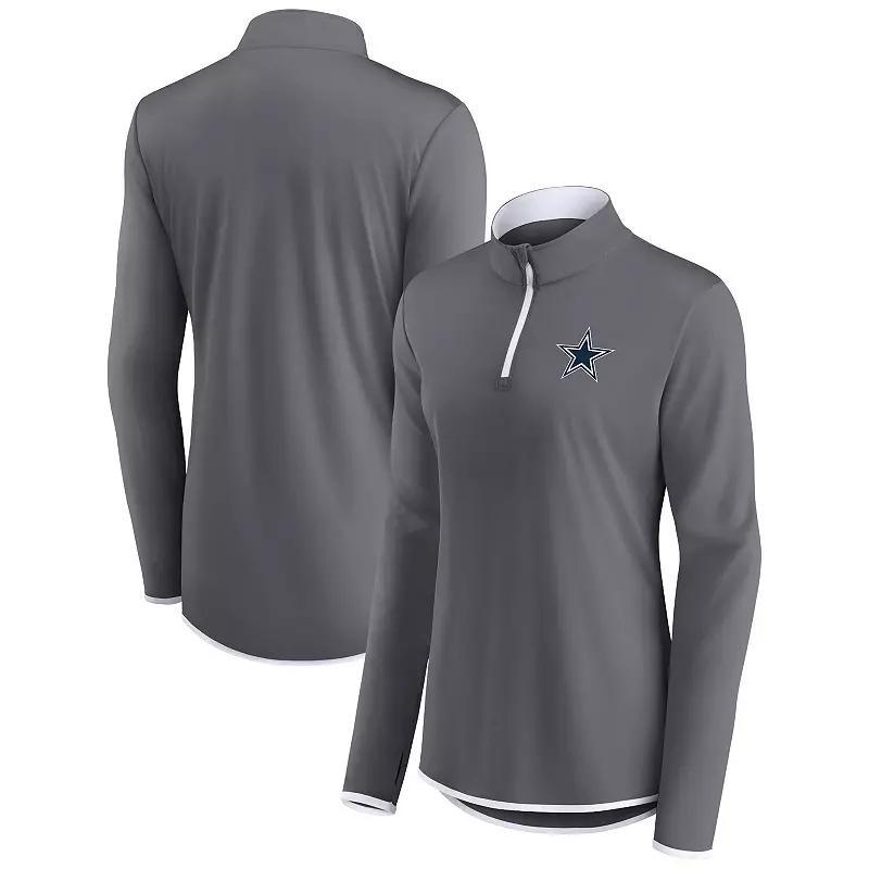 Womens Fanatics Gray Dallas Cowboys Corner Long Sleeve 1/4 Zip Top Product Image