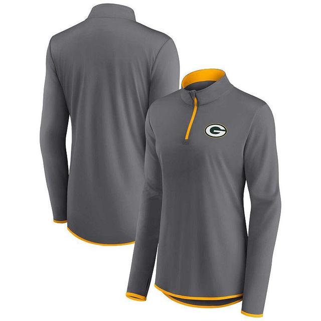 Womens Fanatics Branded Gray Green Bay Packers Corner Long Sleeve 1/4 Zip Top Product Image