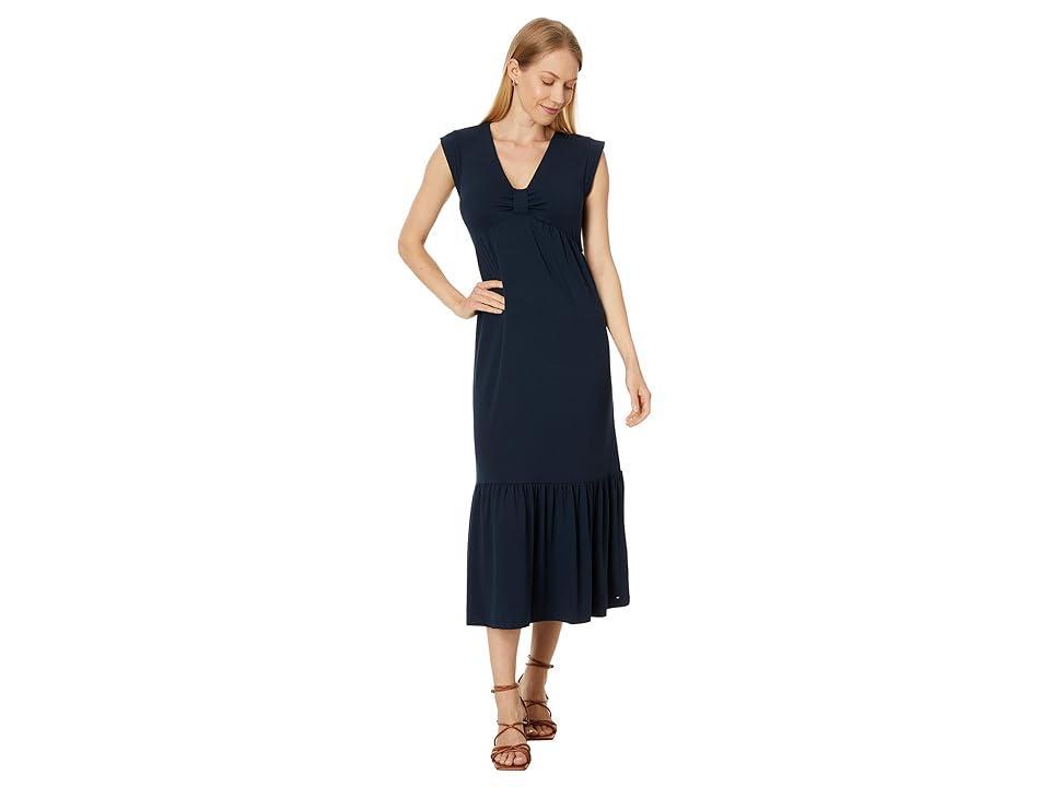 Tommy Hilfiger Solid Tiered Midi Dress (Mineral ) Women's Dress Product Image