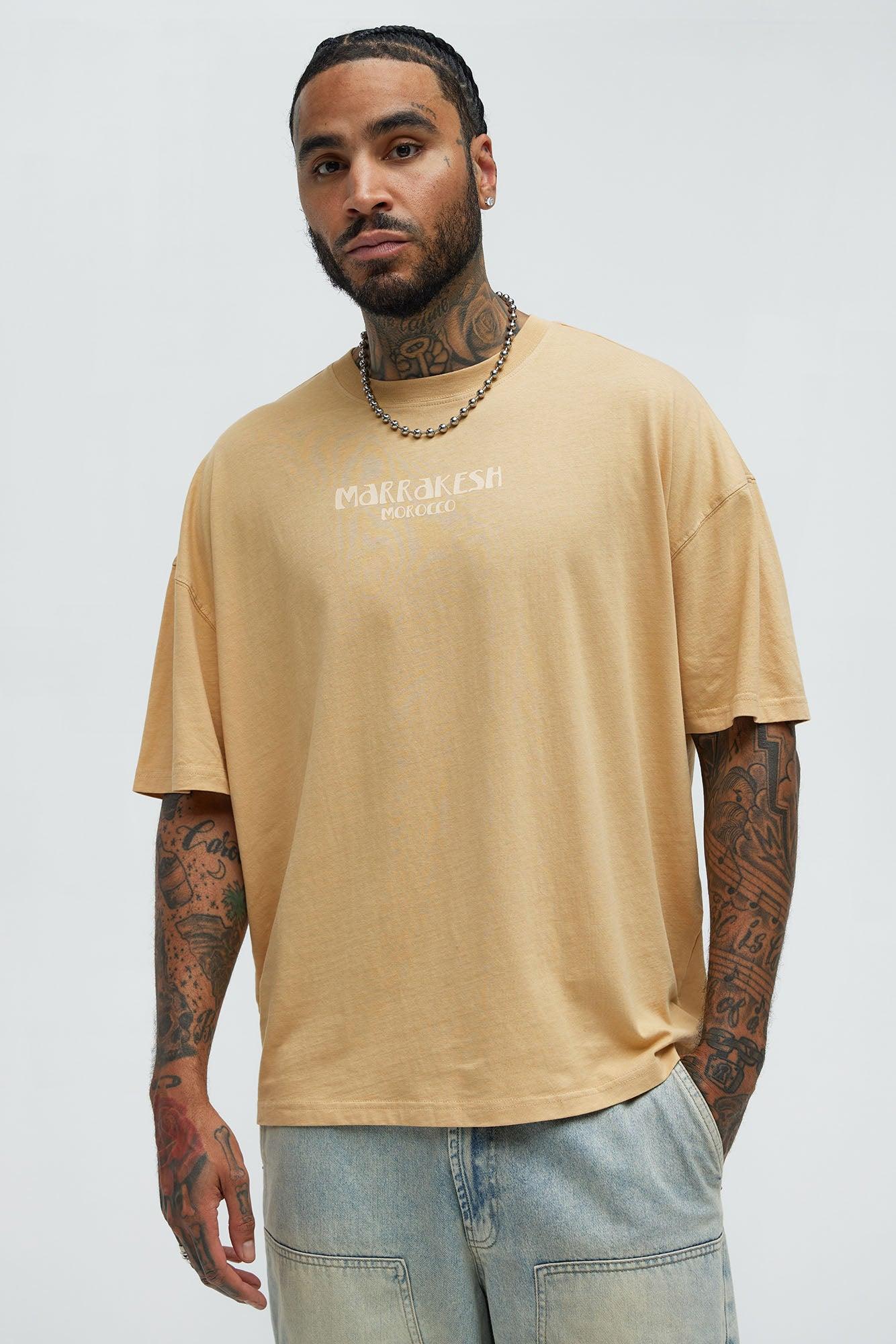 Marrakesh Morocco Oversized Short Sleeve Tee - Taupe Product Image