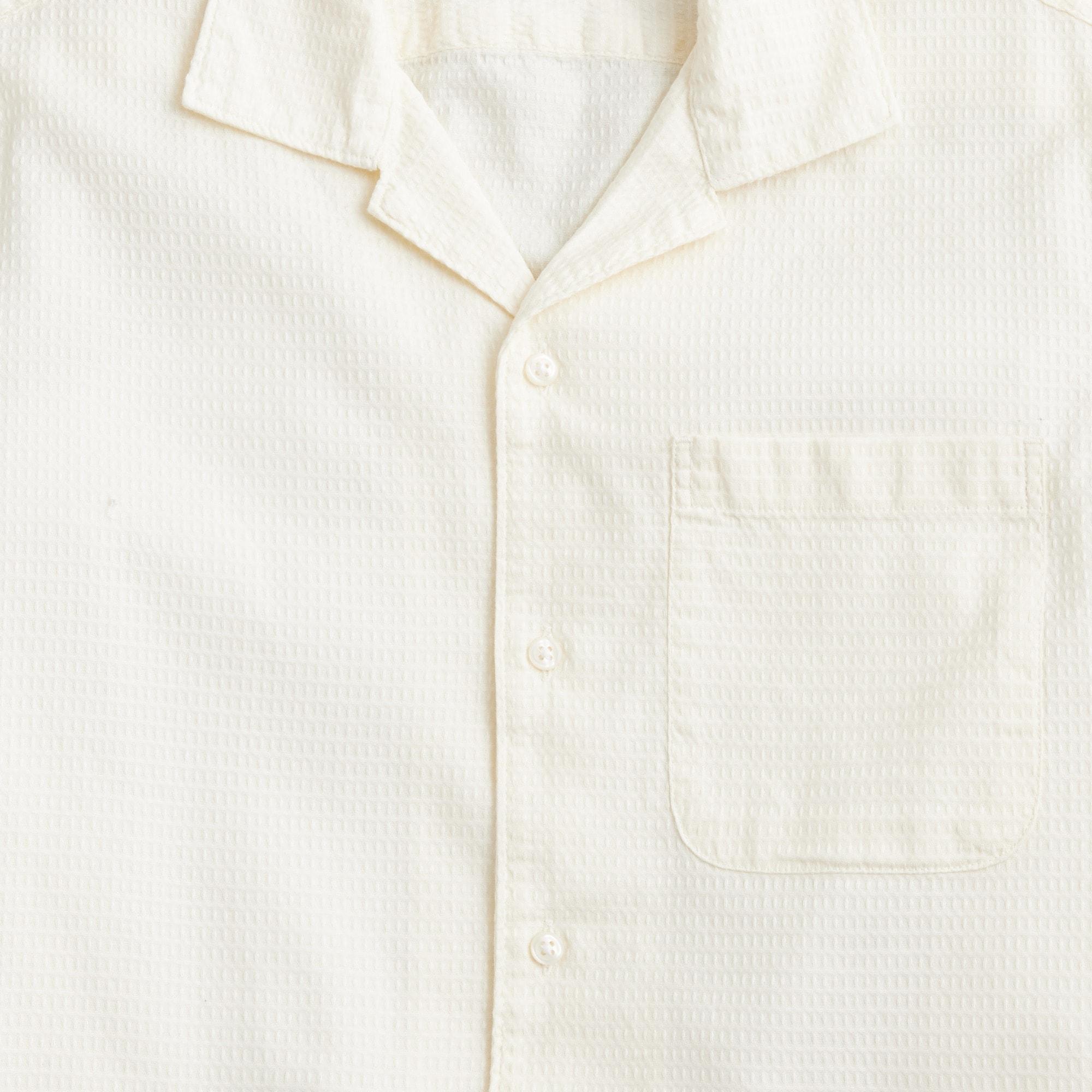 Relaxed short-sleeve textured cotton camp-collar shirt Product Image