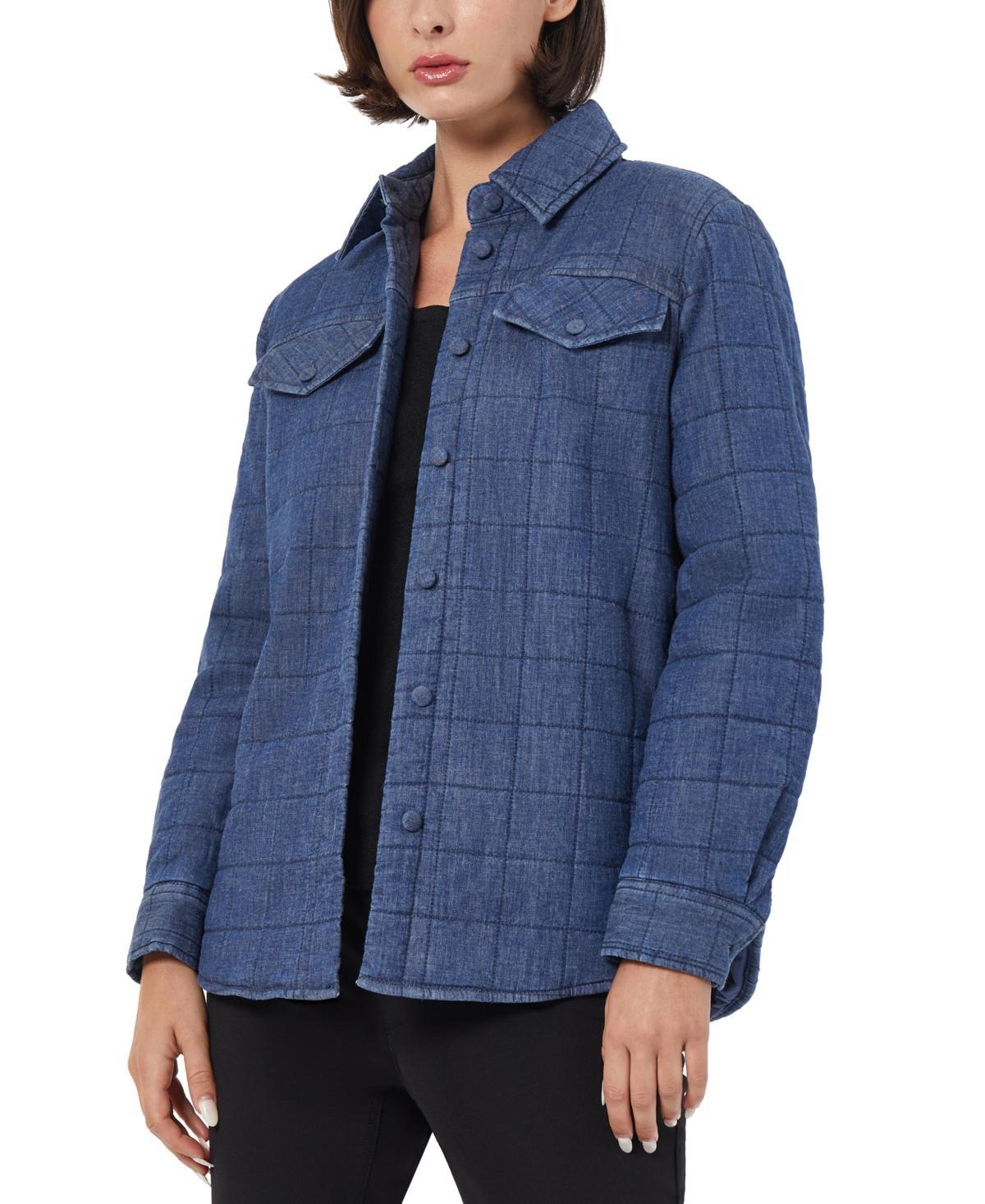 Jones New York Womens Denim Quilted Oversized Shirt Jacket Product Image