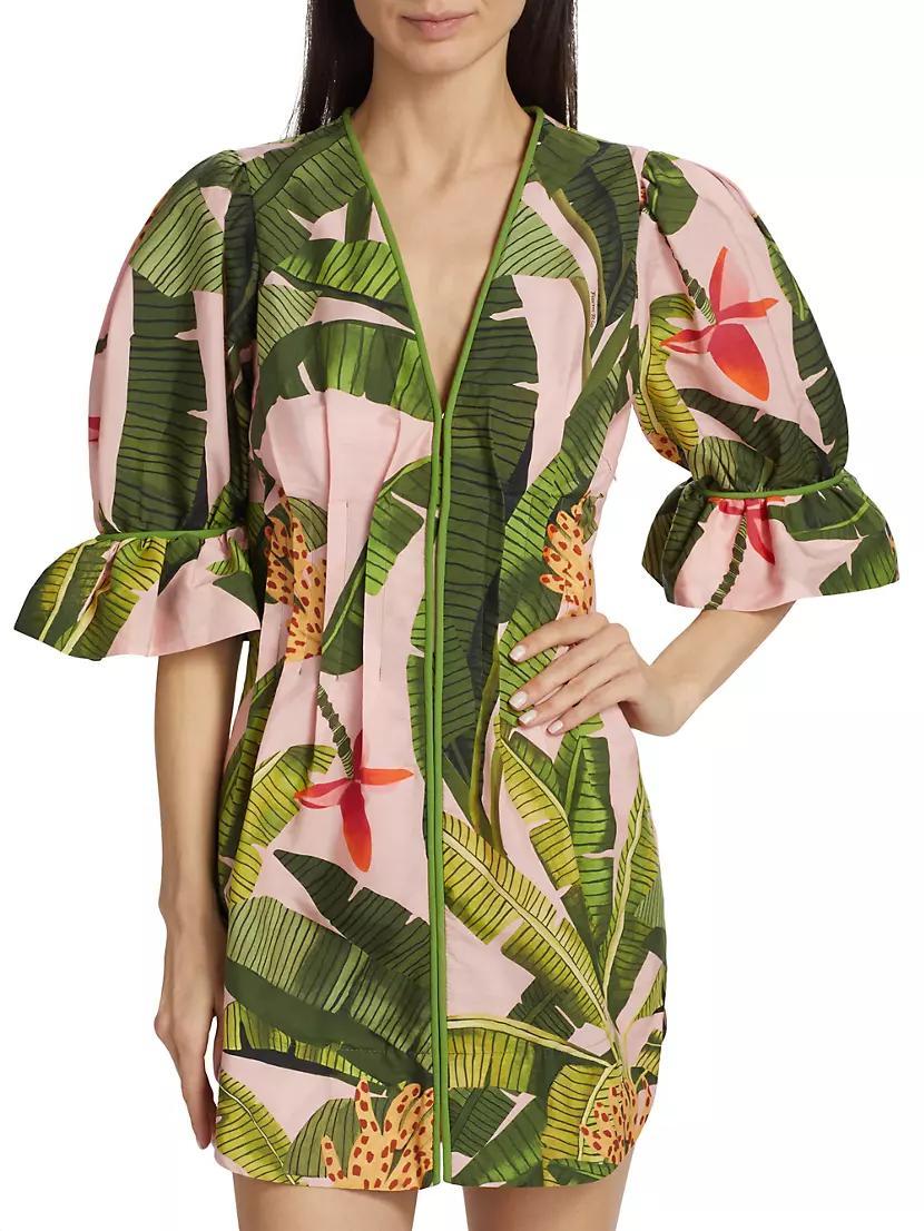 Womens Banana Leaves Puff-Sleeve Minidress Product Image