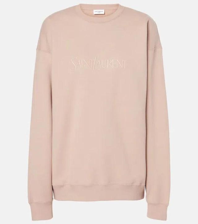 SAINT LAURENT Logo Cotton Jersey Sweatshirt In Pink Product Image