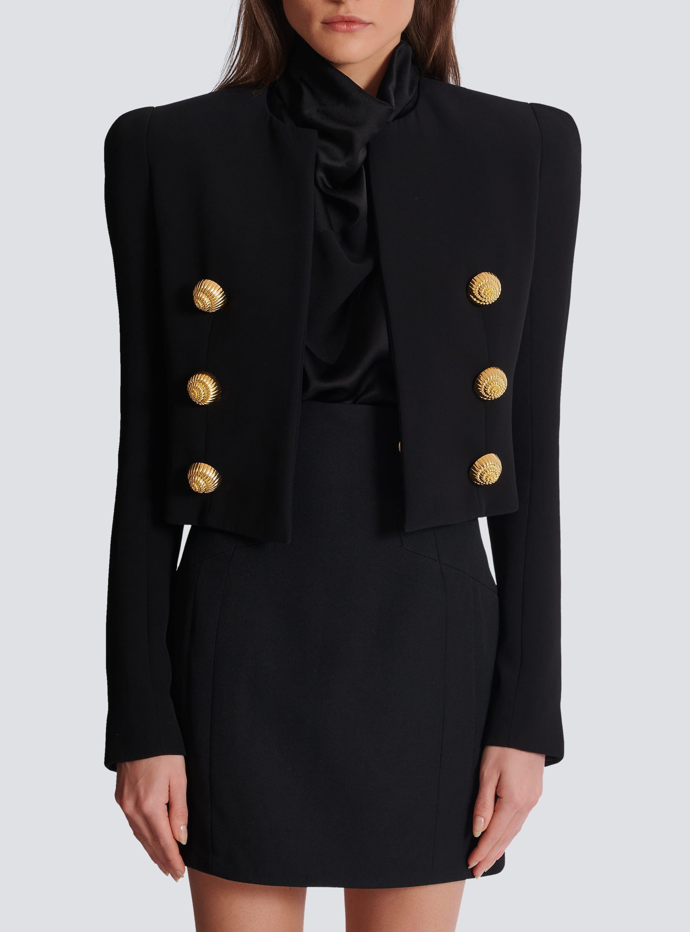 Buttoned cropped crepe jacket Product Image